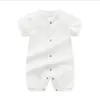 Mignon Bébé Garçons Filles Marque Vers Barboteuses Avec Bavoirs Tête Portrait Imprimé Toddler Manches Courtes Combinaisons Été Infant Onesies Enfants Vêtements 0-24 Mois