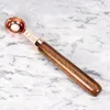 4pcs/set Rose Gold Measuring spoons Scoop Walnut Wooden Handle Kitchen Tool Plating