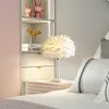 Feather Tafellampen Slaapkamer Bedlampjes Nordic Girl Netto Rood Armatuur Tafeldecoratie Warm Romantisch Werk Bureaulamp Deco Maison