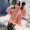 2021 New Autumn Winter Toddler Girls Solid Thick Knitted Sweater Long Sleeve Turtleneck Casual Pullovers Children Warm Cloth Y1024