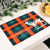 Christmas Rectangle Table Placemat Coffee Cup Mats Non-slip Grid Printing Placemats Heat Insulation Xmas Party Tableware Mat 4602 Q2