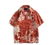 Mäns sommar Hawaiian Shirt Casual Printing Hong Kong Style Loose Short Sleeve T-shirts