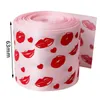 Decoración colorida Cinta de regalo 5 yardas Cinta de satén de poliéster Amor Labios Rosa Amor Impresión Día de San Valentín Cintas Personalización RRE11075