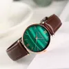 1 set braccialetto quarzo impermeabile pavone verde modello pietra moda moda casual ultra-sottile cinturino in acciaio inox donne orologi 210527