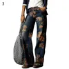 Imprimé floral jambe large jean femme rétro taille haute jean pantalon pour femmes ample jambe large pantalon femmes long jean pantalon