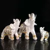 Creative Lucky Elephant Statue Figurines Resin Office Miniatures Golden Feng Shui Ornament Woondecoratie 211108