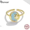 Bamoer Myth Gold 925 Sterling Silver Open Sun Sun Moon فريدة من نوعها Hexagram Sixpointed Star Ring ANILLO7021622