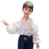 Chemise pour fille dentelle filles chemises printemps automne chemisier pour enfants style décontracté gros vêtements 6 8 10 12 14 210527