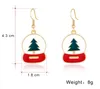 Bijoux de Noël Boucles d'oreilles pendantes Lustre créatif Longue boucle d'oreille goutte d'huile Père Noël Arbre de Noël Cerf de Noël Bottes de Noël