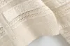 Retro gespleißte Spitze gestreifte Linie einreihige Knöpfe Langarm Pullover Frauen Französisch gestrickte Strickjacke abgeschnitten 210429