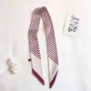 7 cores lenço de seda Stripe primavera verão outono pequeno estreito faixa de cabeça macia saco de tecido acessários 5 * 90 cm