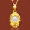 Pendant Necklaces MOONROCY Gold Color Opal Necklace Vintage Chokers White Chalcedony Buddha For Women Children Gift Drop Jewelry