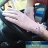 Tunn is silke solskyddsmedel damhandskar anti-ultraviolett bowknot anti-skid ridning handskar grossist