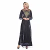 N201802# new Muslim Arabic velvet embroidered long sleeve dress Islamic worship