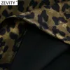 Zevity Women High Street Leopard Print Side Zipper Sexy Mini Skirt Faldas Mujer LadiesソフトカジュアルスリムシックなVestidos Qun865 220216