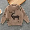 2-7 lat zima dziewiarska płaszcz wierzchołki baby chłopcy dziewczyny ciepłe długie rękaw Swetry 2021 jesień odzież dziecięca Elk Kids sweter Y1024