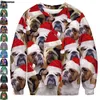 Sweaters pour hommes Hommes Femmes Noël Ugly Xmas Chien drôle print imprimé à manches longues pull-shirt Clewneck Sweatshirts Couple Jumpers Tops
