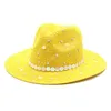 Summer Hats For Women Beach Sun Hats Fashion Flat Brom Bowknot Panama Lady Casual Wide Brim Hat with Crystal