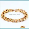 Link, braccialetti gioielli di gioielli, colore in oro a catena 13/15mm 316L 316L Bracciale in acciaio inossidabile Braccialette di gioielli regalo cubani per uomini Deliv da 7-10 pollici per cadute