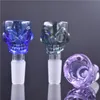 Colorful new design 14mm male diamond skull glass tobacco pipe bowl for water smoking bong