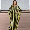 Etniska kläder ankomster 2022 Kvinnliga afrikanska maxi klänningar svart randtryck lång bat ärm pullover mantel damer mode för dagligen