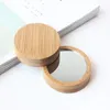 Wholesale Blank protable Bamboo mirrors Wooden Make Up Cosmetic Makeup Round Mirror can customize your logo