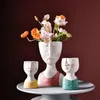 Nordic Home Decoration Resin Vase Portrait Sculpture Sttue Promle Pott Workement Indoor and Outdoor Garden الحلي المزهريات