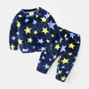 Winter Warm 2-10 Years Plus Velvet Thickening Sleepwear Suit 2Pcs Tops+Pants For Kids Baby Boys Cartoon Star Pajamas Sets 210625