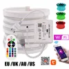 Bandes WIFI contrôle RGB néon bande lumière lampe étanche 2835 blanc chaud Flexible LED corde EU UK AU 220 V US 110V244O