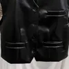 Women Black Patchwork Single Breasted Office Lady Vest V-collar Sleeveless Loose Fit Fashion Tide Summer 7E1018 210421