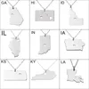 US State Map Anhänger Halskette mit Liebesherz Edelstahl Farbe American States Geography Outline Charm Halsketten Schmuck