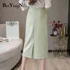 Office Ladies Skirt Work Wear OL Slim Pockets Casual Korean High Waist Skirts Womens Vintage Street Formal Midi Saias 210506