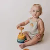 Playsuit طفل متماسكة رومبير لجميع الفصول جميلة قوس قزح التطريز العلامة التجارية تصميم بوي فتاة الملابس 210619