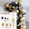 101st CHROME GOLD Svart Ballonger Arch Garland Kit Sequins För Bröllop Graduation Födelsedagsfest Decor 220217