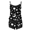 Sun Moon Print Women Pajamas Sleeveless Lace Cami Shorts Set Comfortable Summer Sleepwear Lingerie pizama dla kobiet A30 Q0706