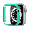 Coque en verre coloré pour Apple Watch Series 7 6 5 4 3 2 1 45mm 41mm 42mm 44mm 40mm 38mm PC dur HD trempé Bumper Screen Protector Cases iwatch Full Covers