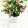 ZR- Künstliche Blumensimulation, grüne Pflanze, Bonsai, Hochzeit, Heimtextilien, Topfpflanze, roter getrockneter Lotus, dekorativer Blumenkranz
