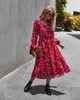 Polka Dot Casual Maxi Robe Femmes Printemps Automne Longue Ceinture Taille Boho Élégant Dames Manches 210427