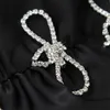 Women's Fashion Designer Puff Sleeve Diamonds Boknot Casual Party Summer Dress Female Clothing Short Aline Robe Femme 210601