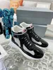 Designer Men America Cup Shoes High Patent Leather Flat Trainers Black Blue Mesh Lace-Up Nylon Casual Shoe Outdoor Sneakers met Box Size46