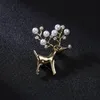 Pins, Broches Rena Broche Christmas Pearl Animal Cabeça Cervos Pin Jóias Acessórios