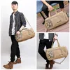 Outdoor Bags Scione Vintage Sports Travel Men Canvas Luggage Hand Crossbody Bag Large Casual Durable Printing Shoulder Shoe Pack Storage