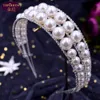 Handmade Pearl Diamond Hair Band Tiara Baroque Crystal Bridal Headwear Crown Rhinestone with Wedding Jewelry Hair Accessories Diam2405981