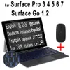 Suporte para teclado Bluetooth para Microsoft Surface Pro 3 4 5 6 7 Go 1 2 sem fio retroiluminado árabe hebraico russo teclado espanhol