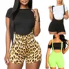 Yeni Moda Bayan Spandex Bib Şort 2021 Yaz Rahat Katı Renk Yüksek Bel Tulum Pantolon Y0625