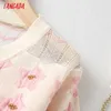 Tangada Corée Chic Femmes Élégant Motif Floral Pull d'été À Manches Courtes Dames Tricoté Jumper Tops YU64 210609