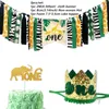 Украшение вечеринки 1 -й баннер на день рождения джунгли амималь гирлянда бумага флаг пальмовый лист детский сафари для сафари животный