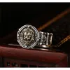 100% Real Solid 925 Male Lion Vintage Steampunk Retro Biker Mens Sterling Silver Open Adjustable Ring Jewelrys