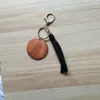 Gränsöverskridande Personlig Trä Keychain Kan skrivas ut Rund Koreansk Velvet Tassel Pendant Key Ring Multi-Color Valfritt