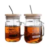 DHL Bamboo Cap Deksels 70 mm 88 mm Herbruikbare bamboe Mason Jar -deksels met stro gat en siliconenafdichting sxjun12